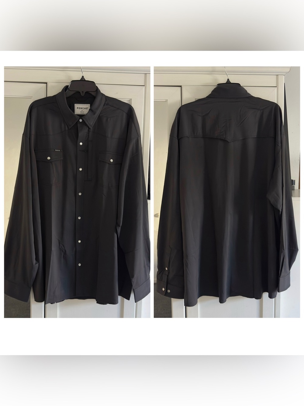 Poncho The Piedras Negras Long Sleeve Shirt in Black Men's Size 3XL Regular Fit